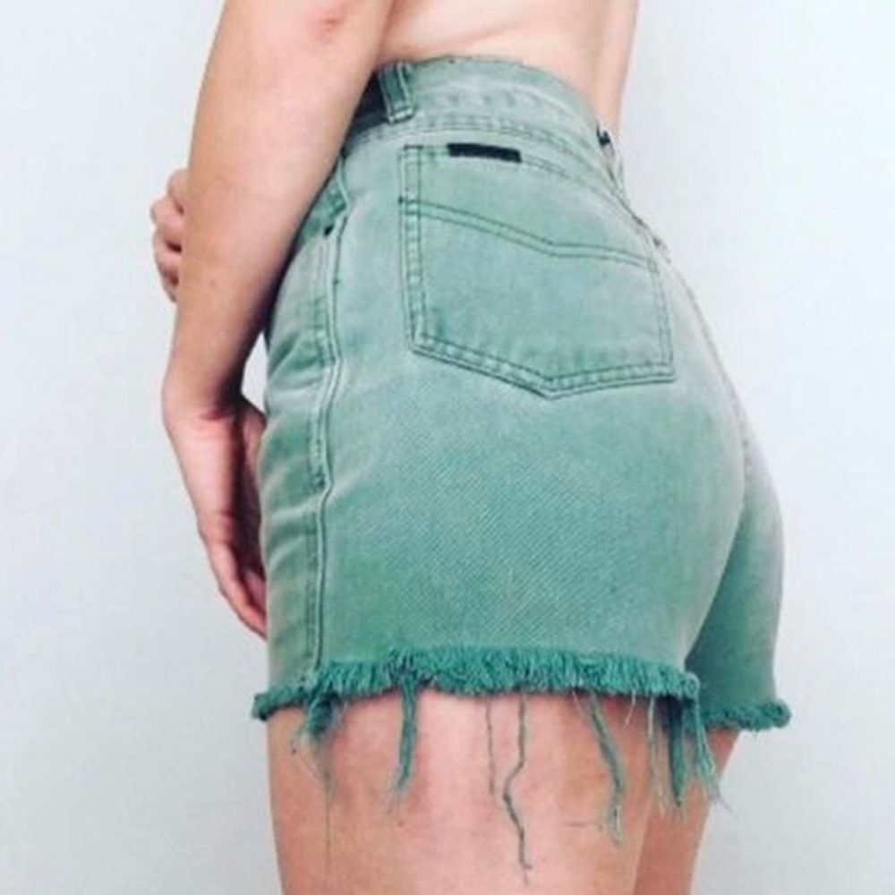 90s Vintage Jordache green cutoff denim jean shorts 0 2 Womens XS